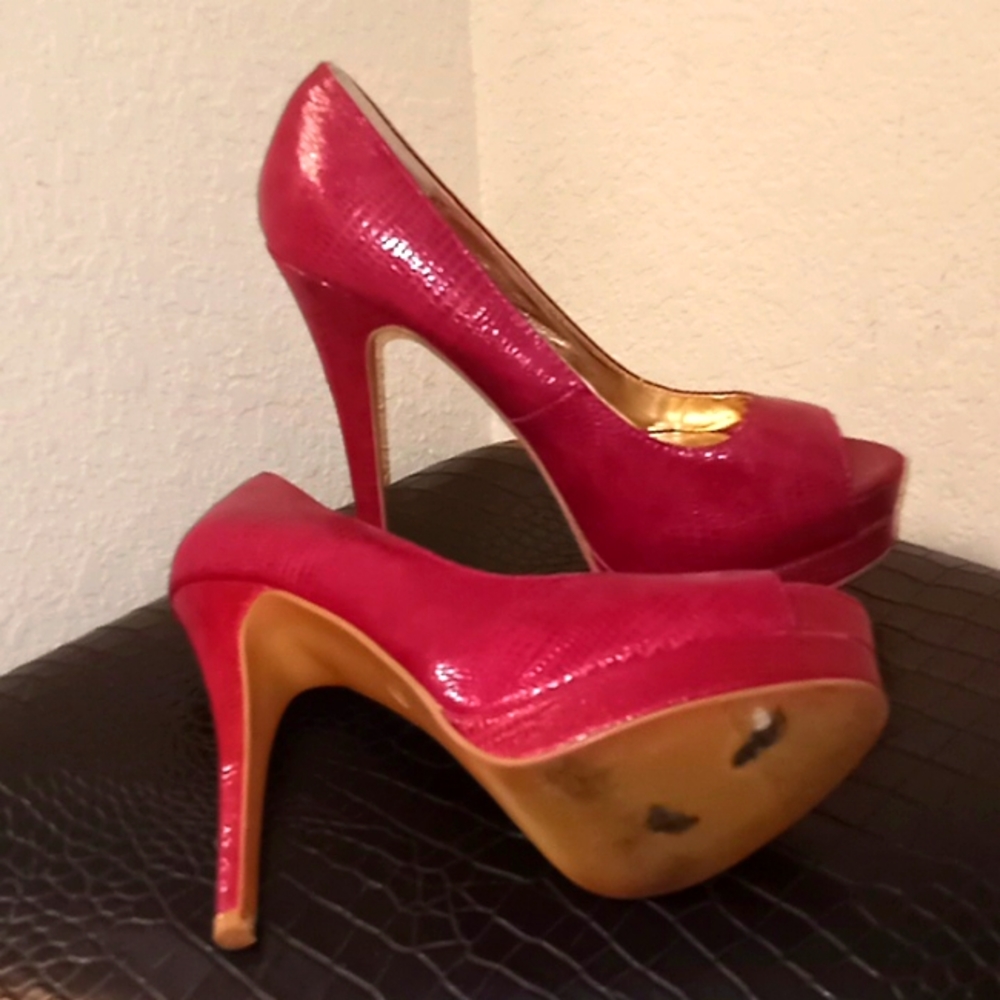 C Label Raspberry Snakeskin Stiletto Platform 👠 - Picture 10 of 15